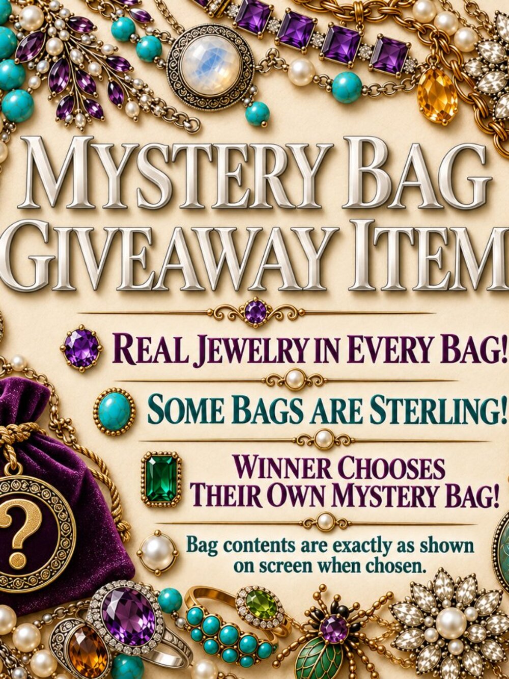GIVEAWAY ITEM! MYSTERY BAG JEWELRY! All givy's are jewelry some bags are 925